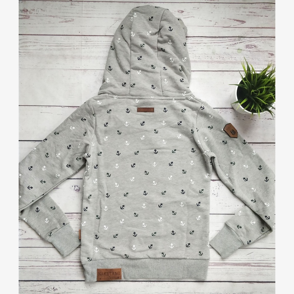NWT NAKETANO Grey Green High Collar Anchor Hoodie - Picture 6 of 8